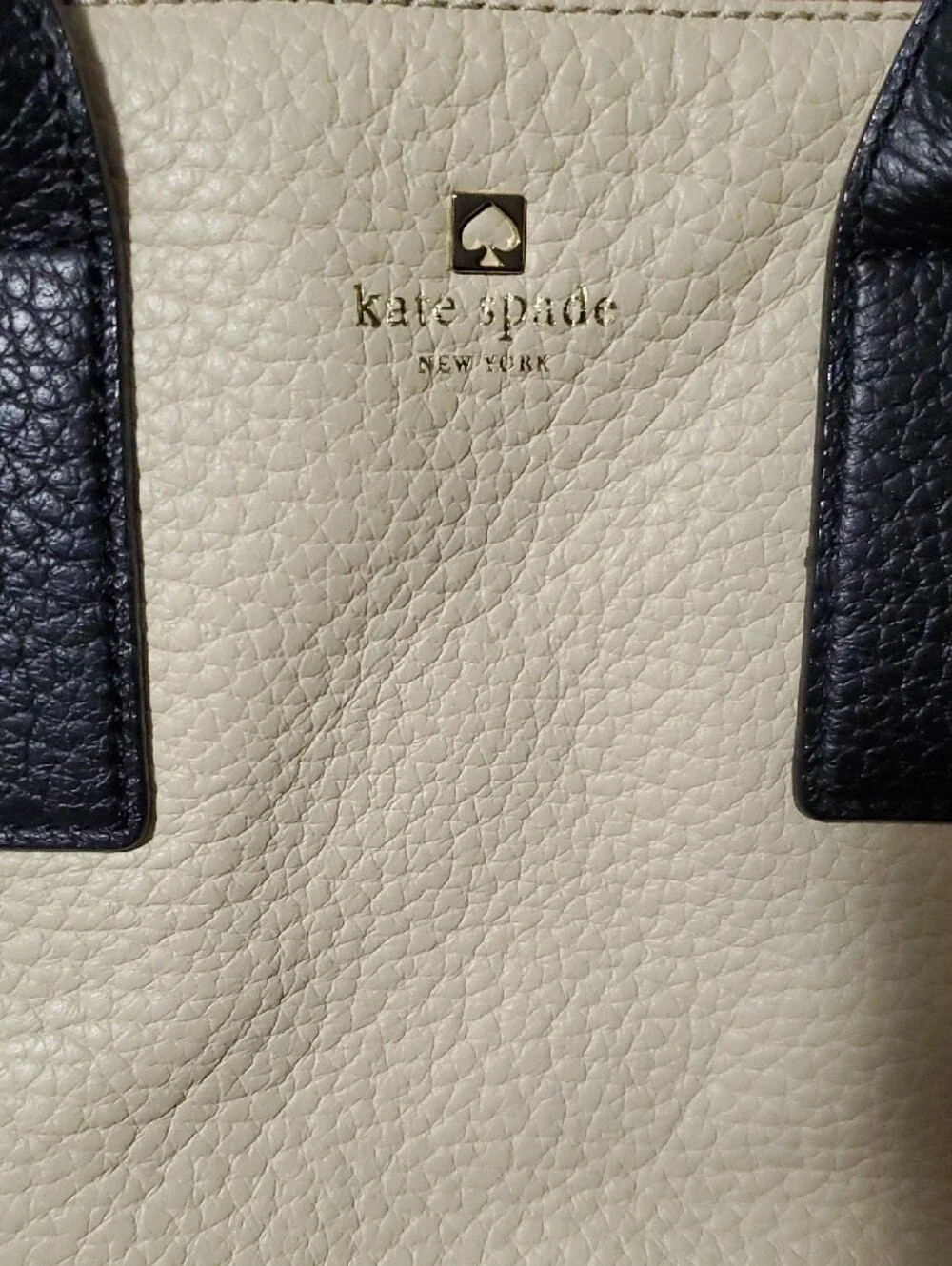 KATE SPADE Two-Tone Cream and Black Dome Satchel with Shoulder Strap